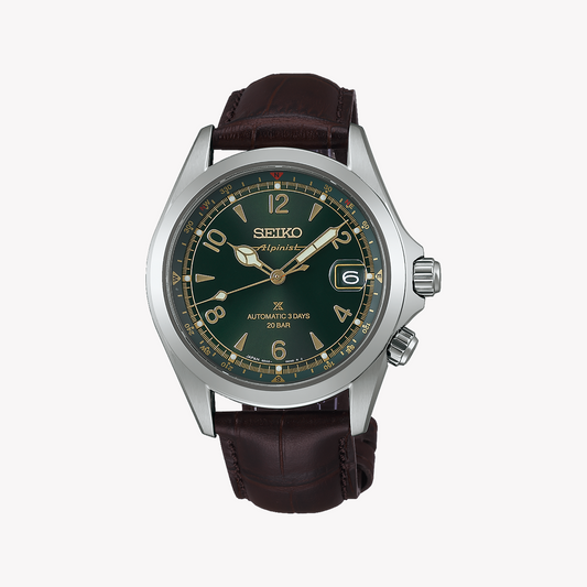 SEIKO Men's Green Leather Watch, Stainless Steel | SPB507J1