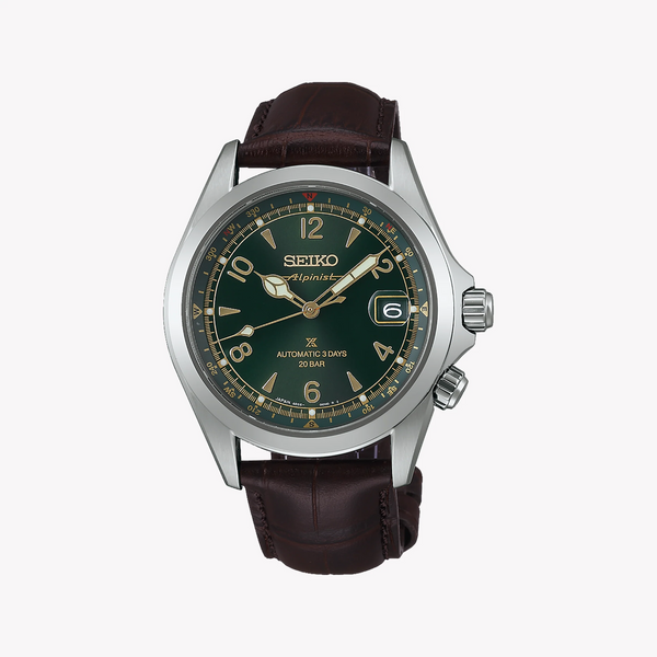 SEIKO Men's Green Leather Watch, Stainless Steel | SPB507J1 by i-watch