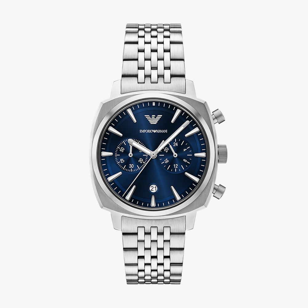 EMPORIO ARMANI Men's Stainless Steel Silver/Dark Blue Watch | AR11688 by i-watch