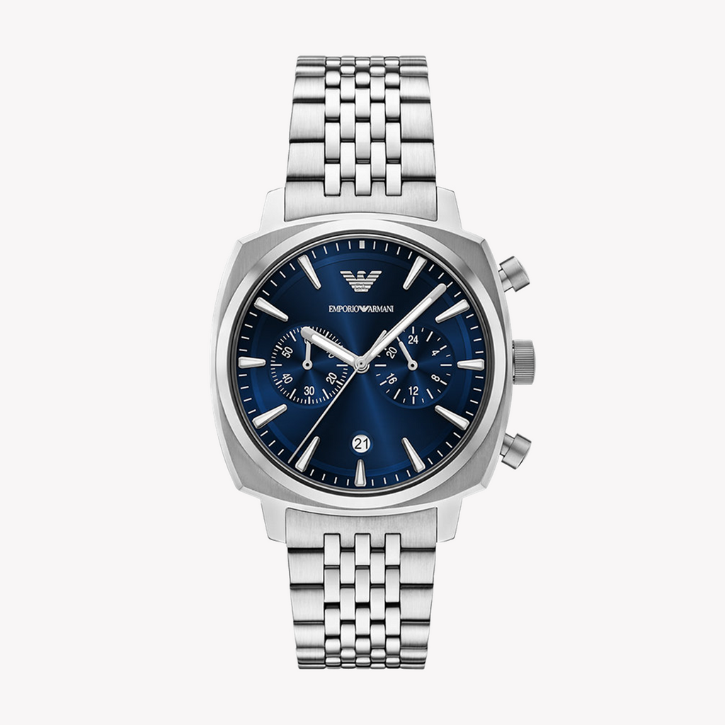 EMPORIO ARMANI Men's Stainless Steel Silver/Dark Blue Watch | AR11688
