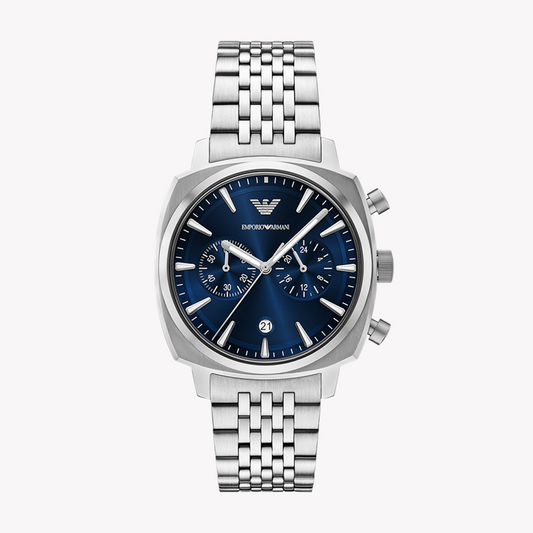 EMPORIO ARMANI Men's Stainless Steel Silver/Dark Blue Watch | AR11688