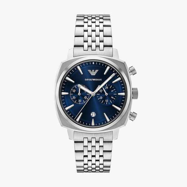 EMPORIO ARMANI Men's Stainless Steel Silver/Dark Blue Watch | AR11688 by i-watch
