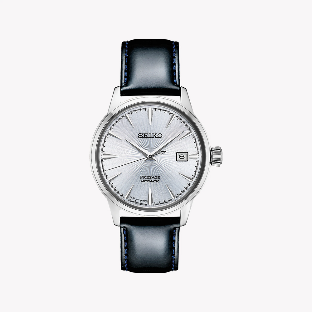 SEIKO Men's Stainless Steel & Leather Watch, Blue Dial | SRPB43J1 by i-watch