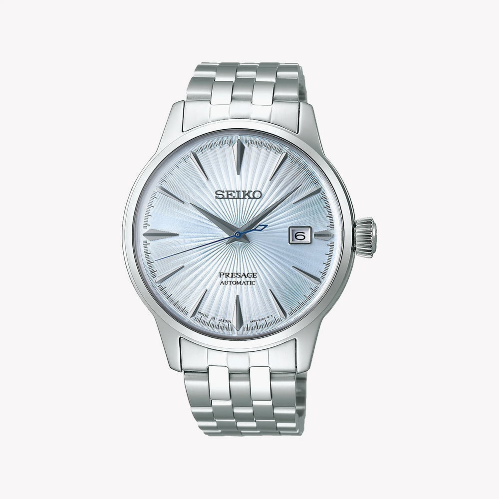 Seiko Men's Silver Stainless Steel Watch, White Dial | Srpe19j1