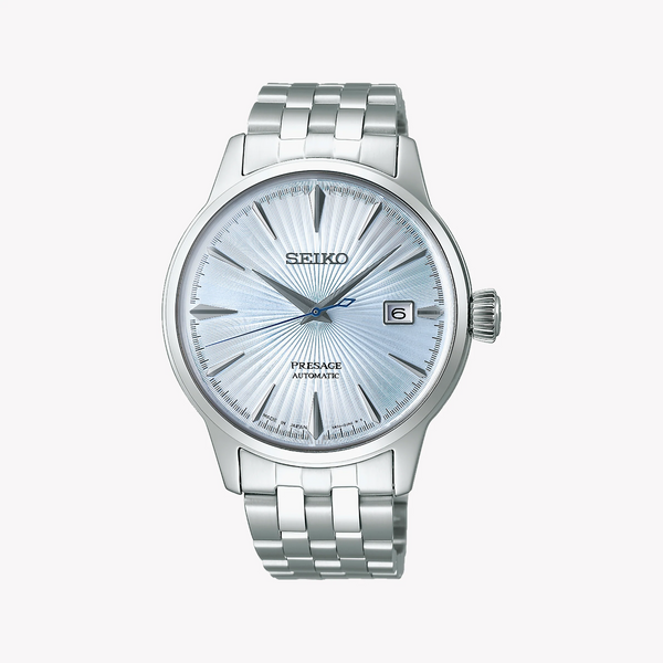 Seiko Men's Silver Stainless Steel Watch, White Dial | Srpe19j1