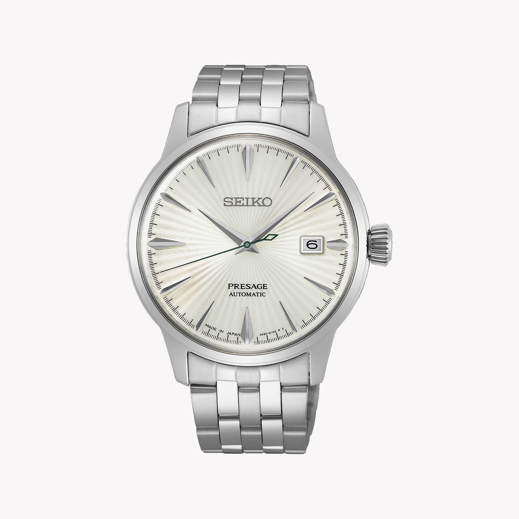 Seiko Men's Silver Stainless Steel Watch, White Dial | Srpg23j1