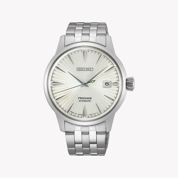 Seiko Men's Silver Stainless Steel Watch, White Dial | Srpg23j1