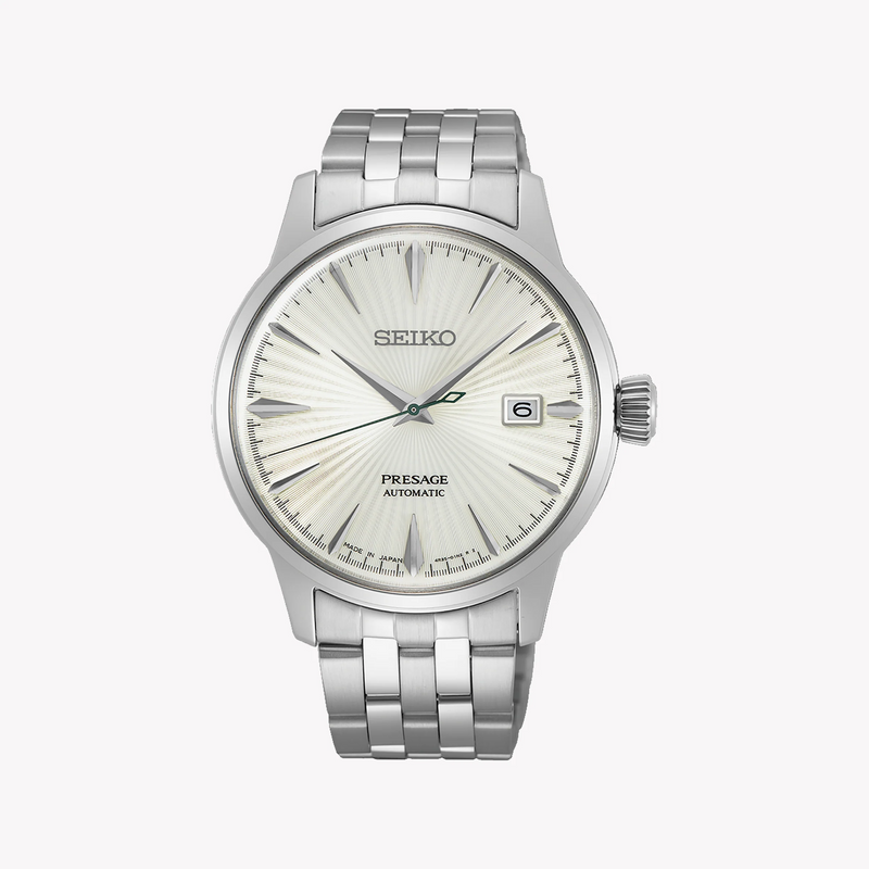 Seiko Men's Silver Stainless Steel Watch, White Dial | Srpg23j1
