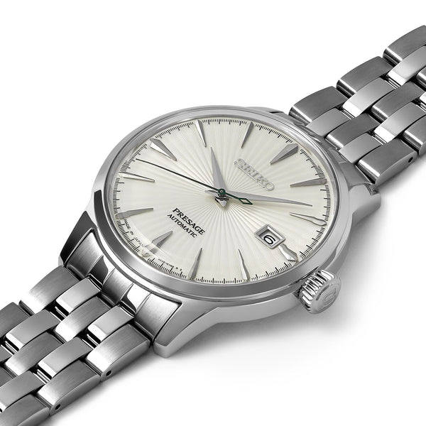 Montre Seiko pour homme en acier inoxydable argenté, cadran blanc | Srpg23j1