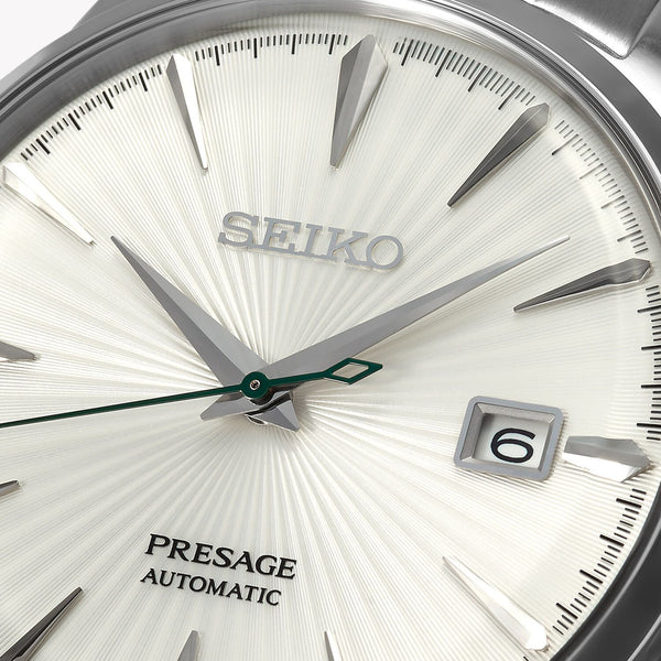 Montre Seiko pour homme en acier inoxydable argenté, cadran blanc | Srpg23j1