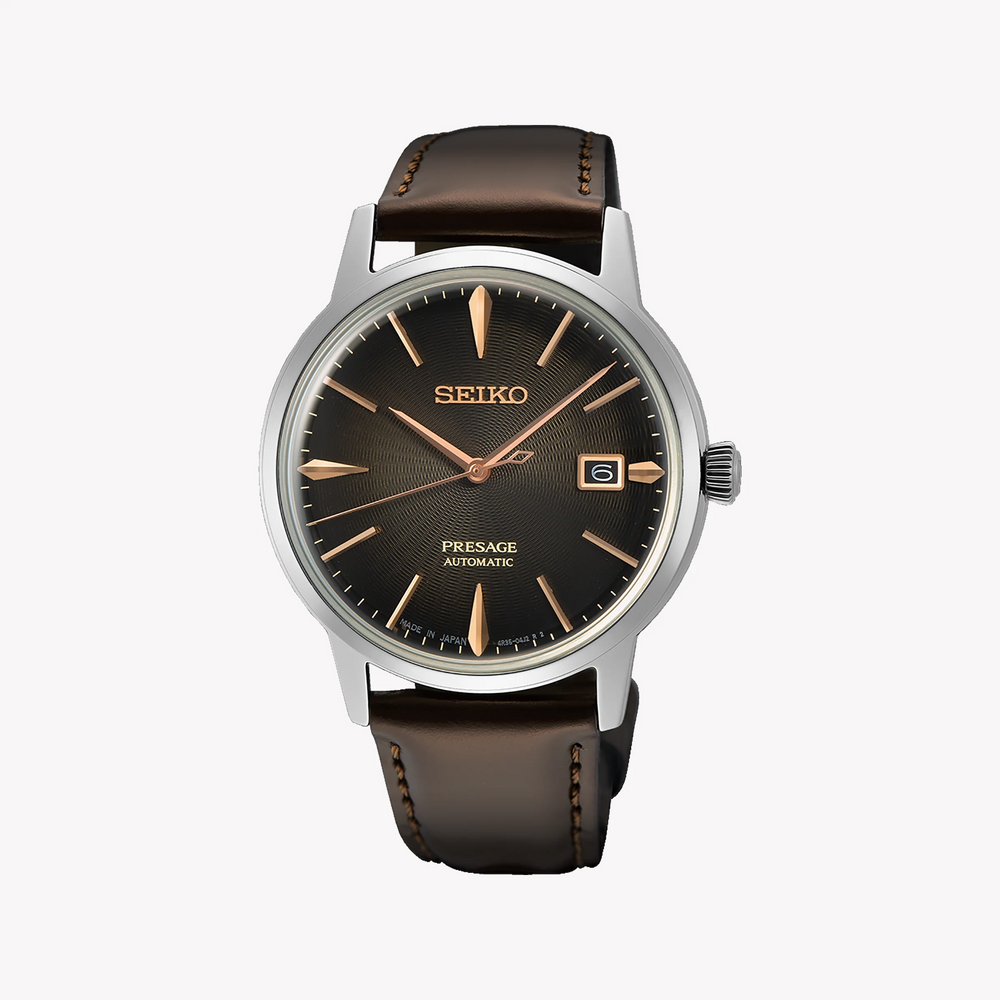 Seiko Men's Silver/Brown, Leather/Stainless | Srpj17j1 by i-watch
