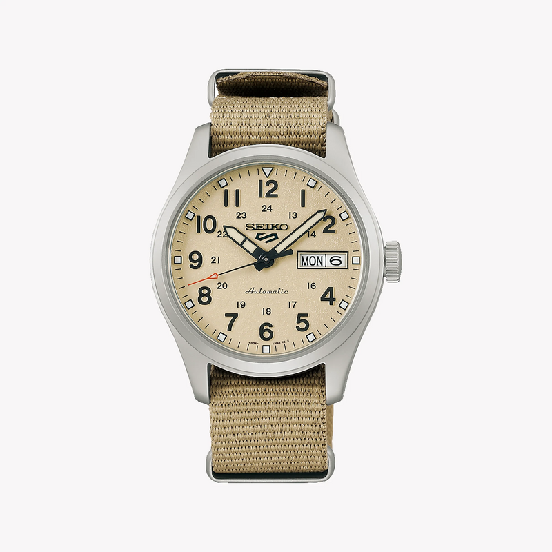 Seiko Unisex's Silver/Beige, Stainless Steel/Fabric | Srpj83k1 by i-watch
