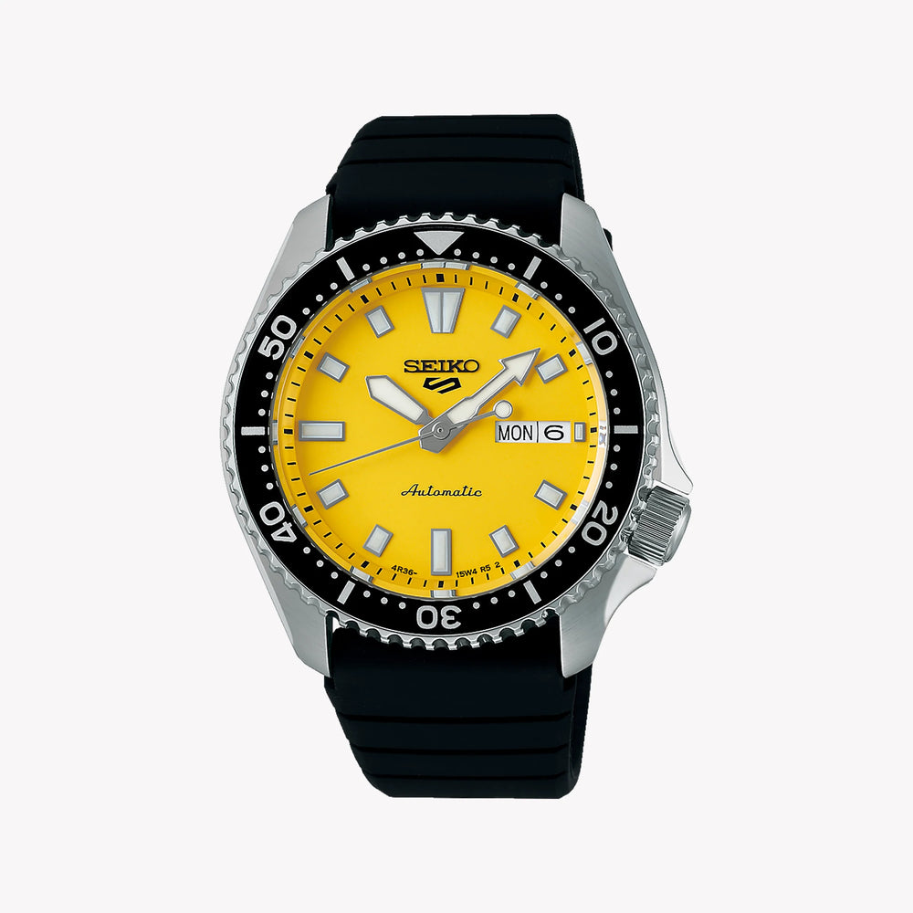 Seiko 5 Men's Automatic Watch, Yellow Dial, Stainless Steel | Srpl87k1 by i-watch