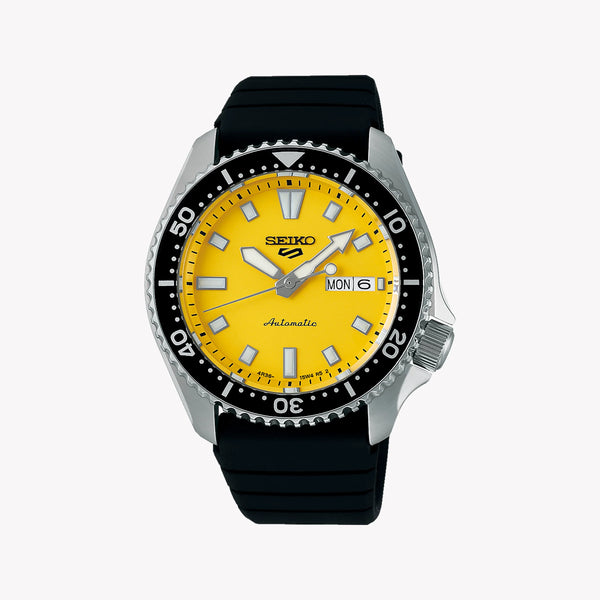 Seiko 5 Men's Automatic Watch, Yellow Dial, Stainless Steel | Srpl87k1 by i-watch