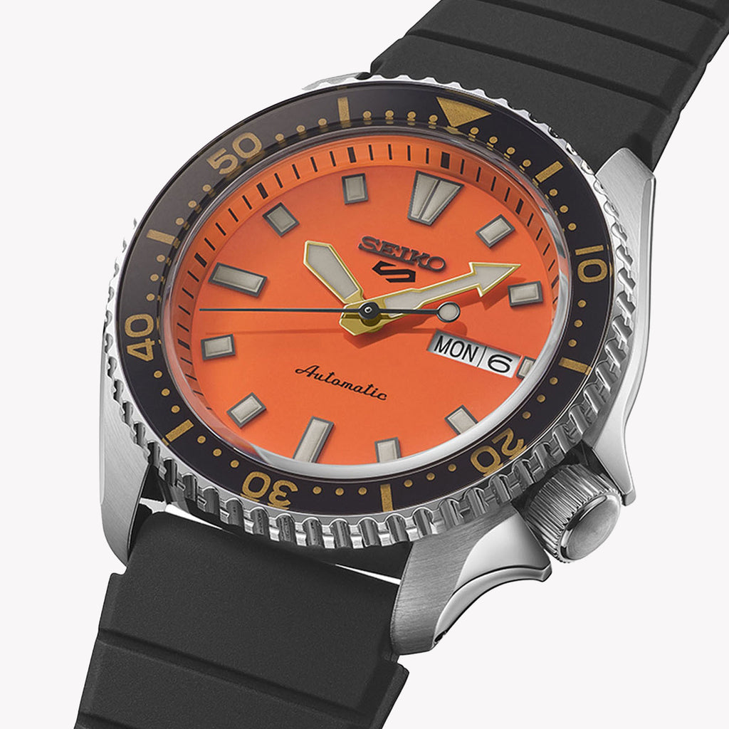 Seiko 5 Men's Stainless Steel/Black, Orange | Srpl89k1