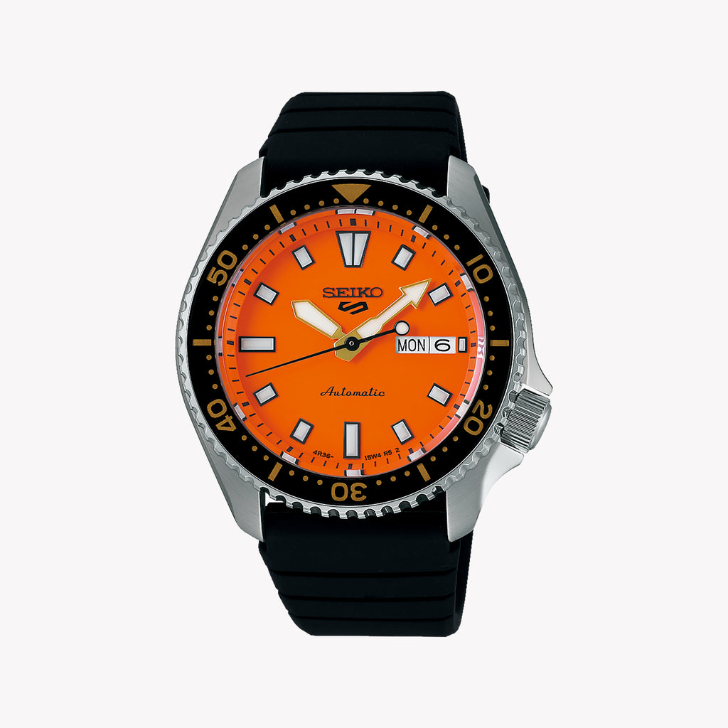 Seiko 5 Men's Stainless Steel/Black, Orange | Srpl89k1