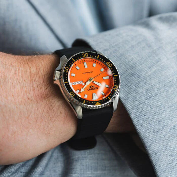 Seiko 5 Men's Stainless Steel/Black, Orange | Srpl89k1 by i-watch