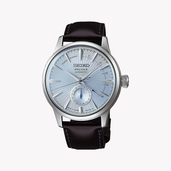 Seiko Men's Silver Watch, Black Leather Band | Ssa343j1