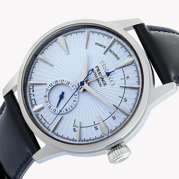 Seiko Men's Silver Watch, Black Leather Band | Ssa343j1