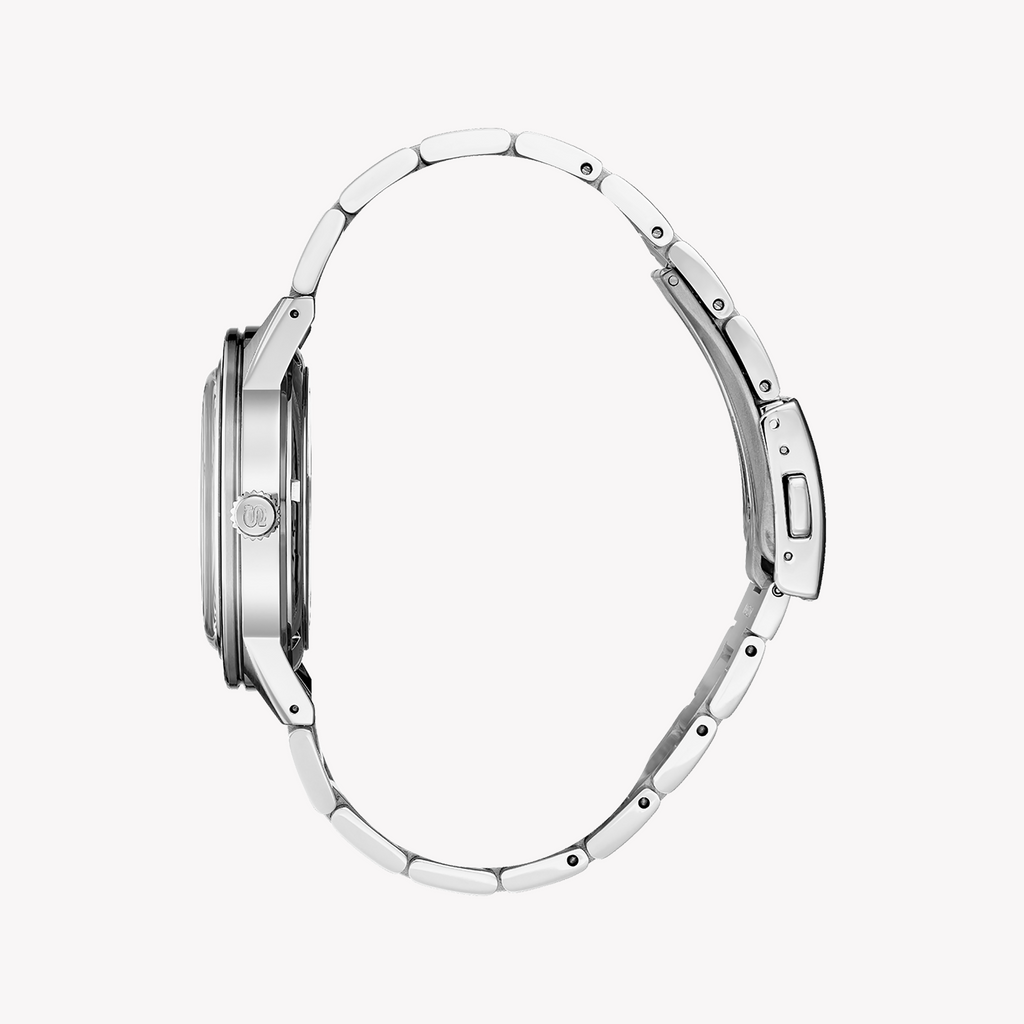 Seiko Men's Silver Stainless Steel, Black Dial | Ssa425j1