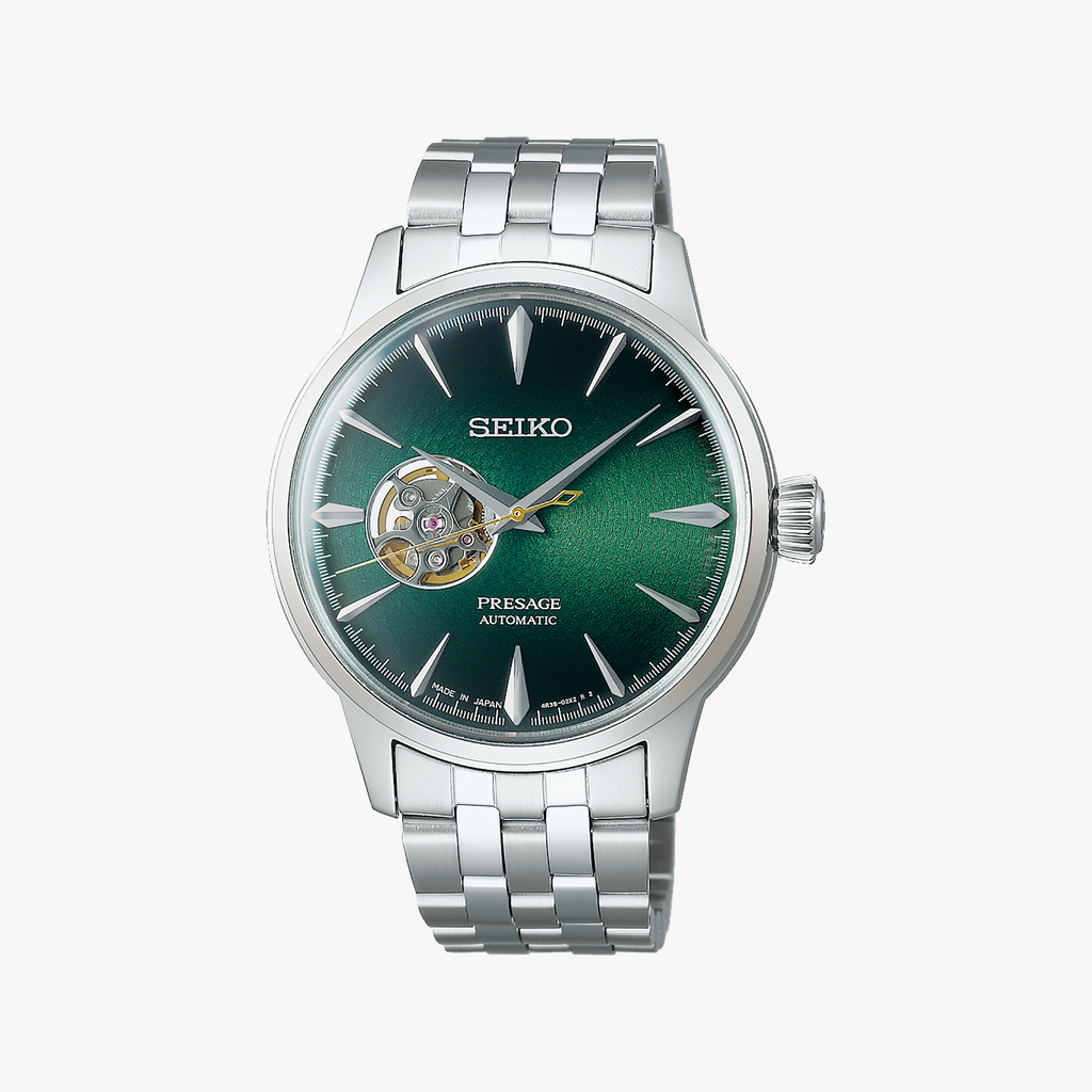 Seiko Presage Men's Silver Watch, Green Dial | Ssa441j1