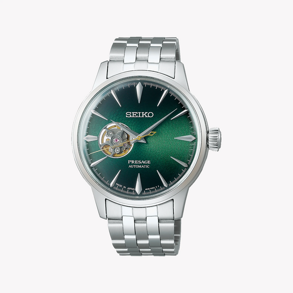 Seiko Presage Men's Silver Watch, Green Dial | Ssa441j1
