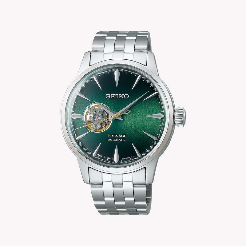 Seiko Presage Men's Silver Watch, Green Dial | Ssa441j1