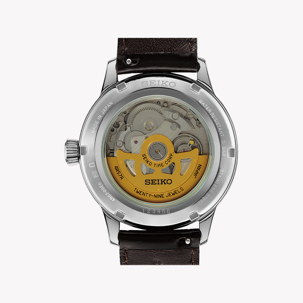 Seiko Presage Men's Silver Watch, Black Dial | Ssa459j1