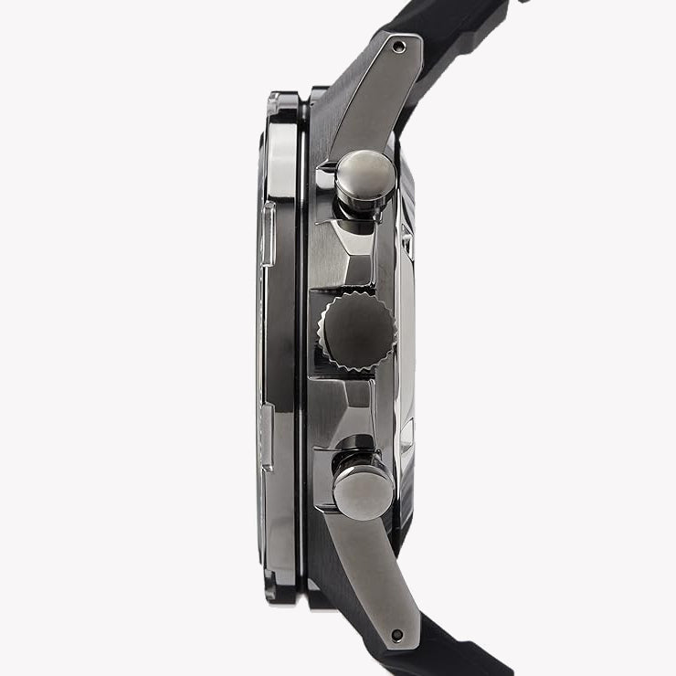 Seiko Men's Black Stainless Steel Watch, Black Silicone | Ssb349p1