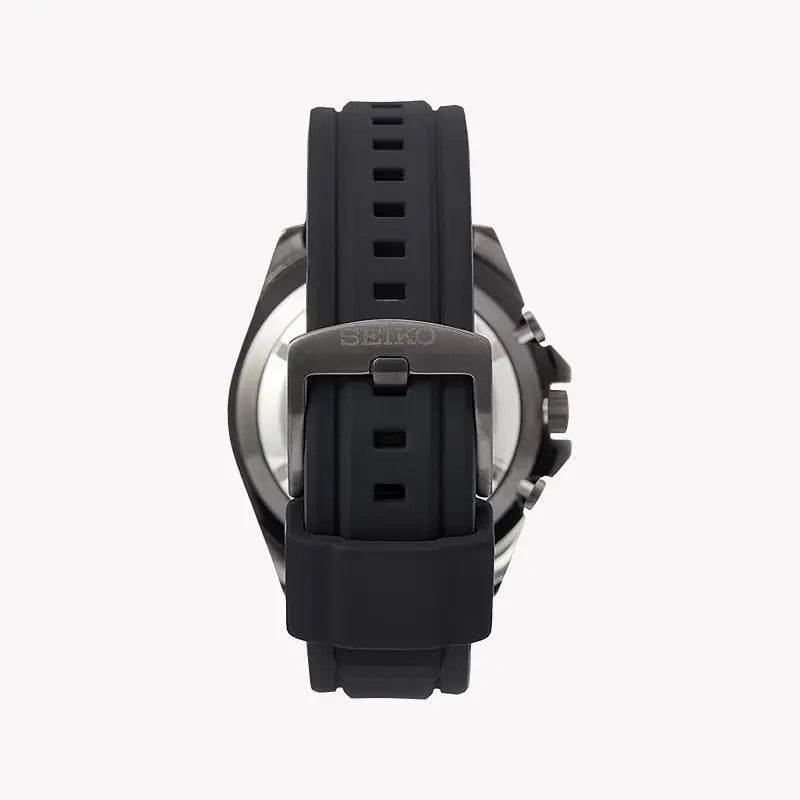 Seiko Men's Black Stainless Steel Watch, Black Silicone | Ssb349p1