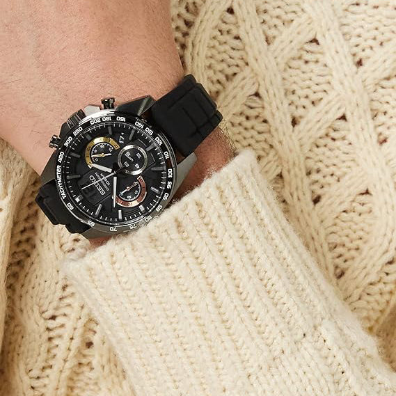 Seiko Men's Black Stainless Steel Watch, Black Silicone | Ssb349p1