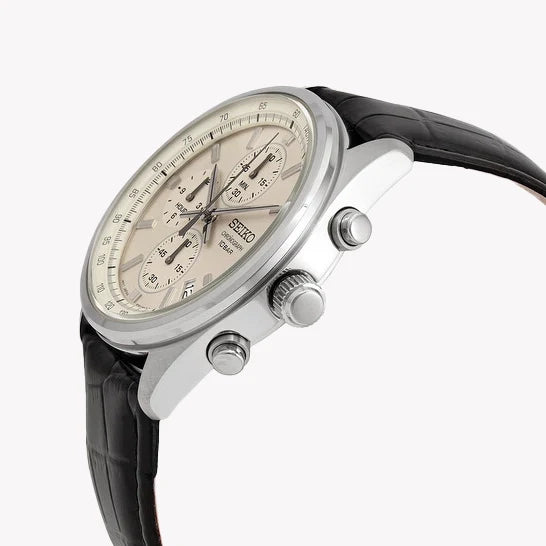 SEIKO Men's Stainless Steel, Leather | SSB383P1 Watch by i-watch