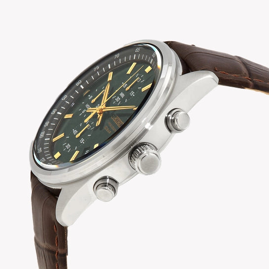 SEIKO Men's Stainless Steel & Brown Leather Watch | SSB385P1