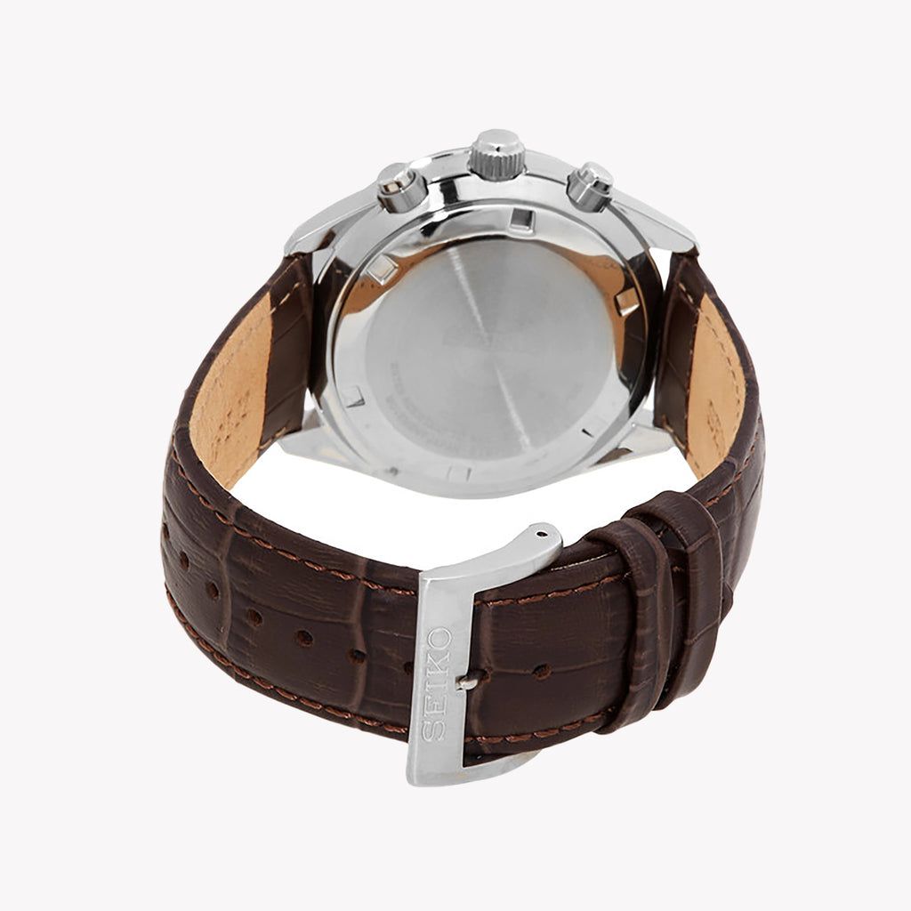 SEIKO Men's Stainless Steel & Brown Leather Watch | SSB385P1