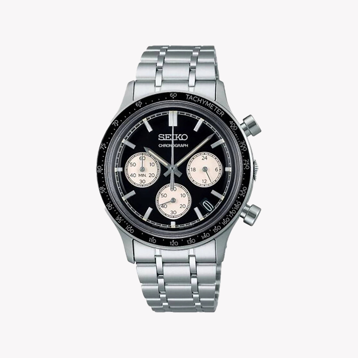 SEIKO Men's Stainless Steel Black Dial Watch | SSB479P1