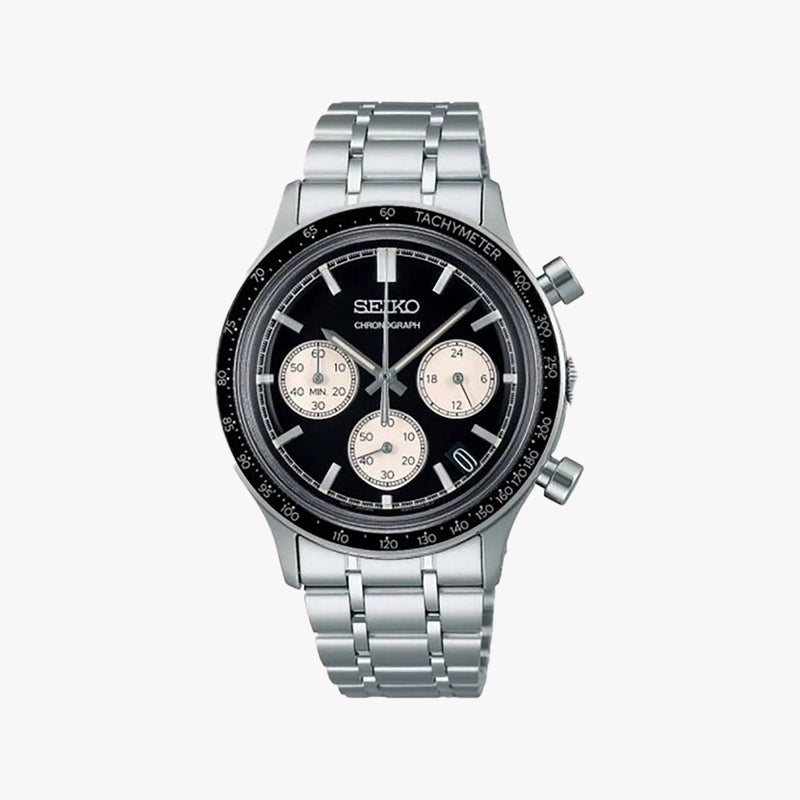 SEIKO Men's Stainless Steel Black Dial Watch | SSB479P1 by i-watch