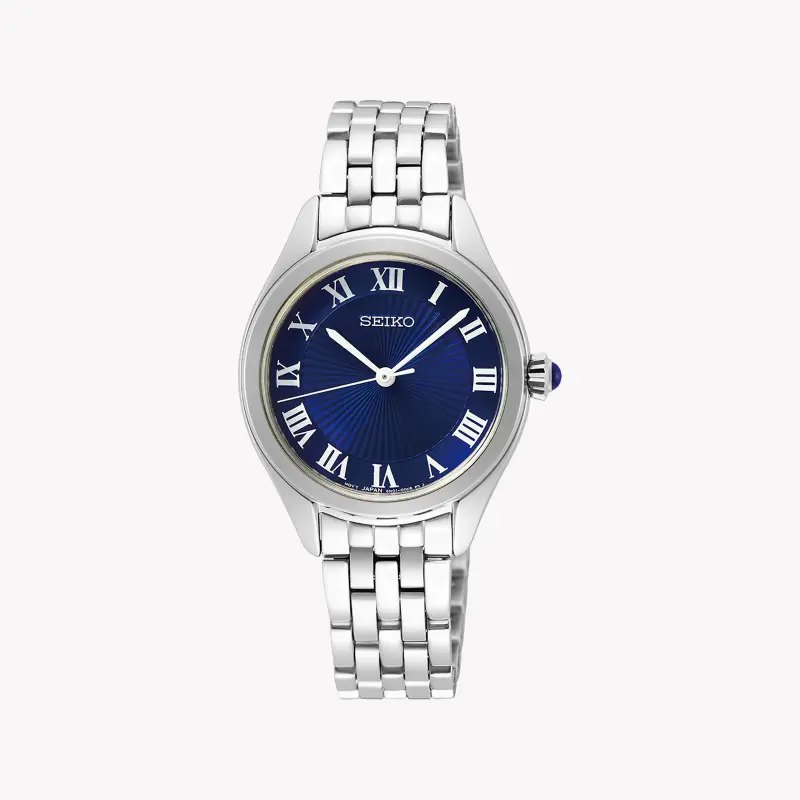 Seiko Women's Silver Watch, Blue Dial | Sur329p1