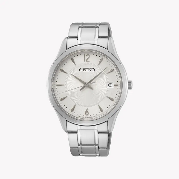 Seiko Men's Silver Stainless Steel Watch, White Dial | Sur417p1 by i-watch