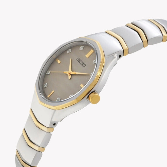 SEIKO Women's Silver & Gold Stainless Steel Watch | SUR616P1