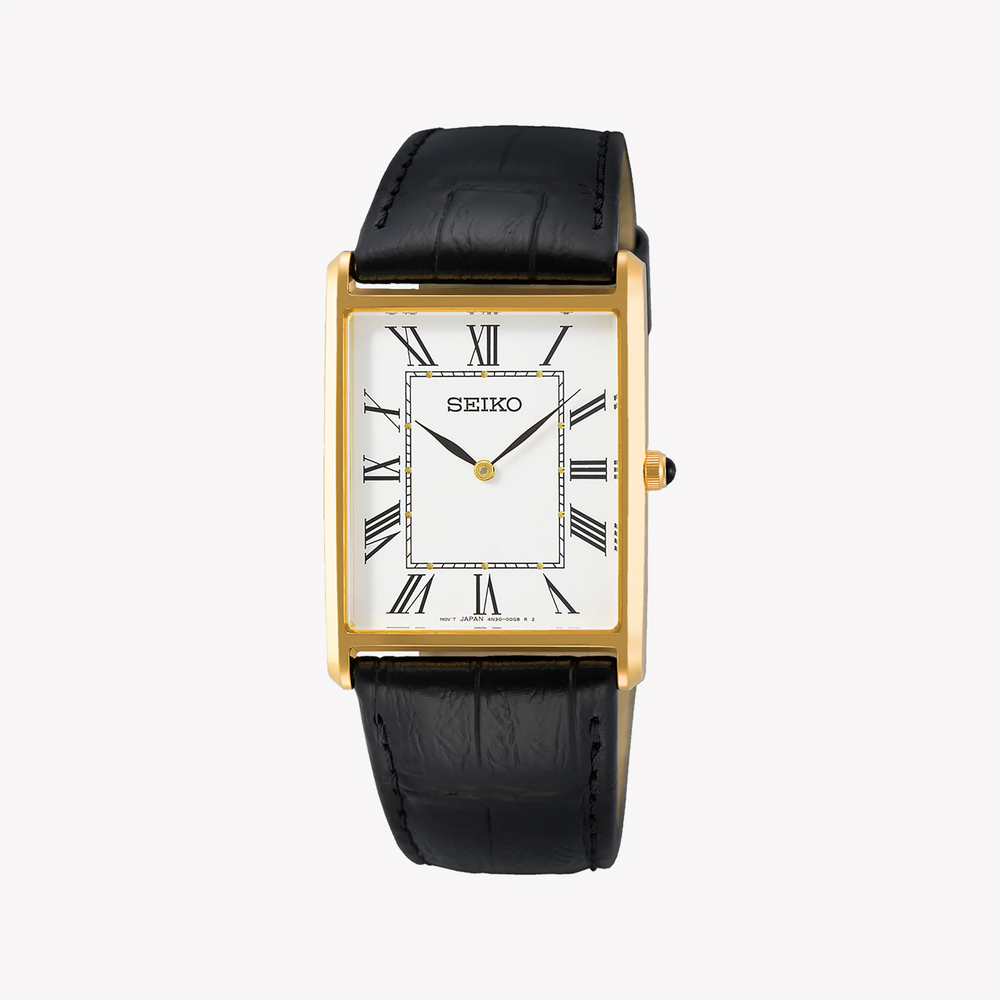 Seiko Men's Gold/Black Leather Watch | Swr052p1 by i-watch