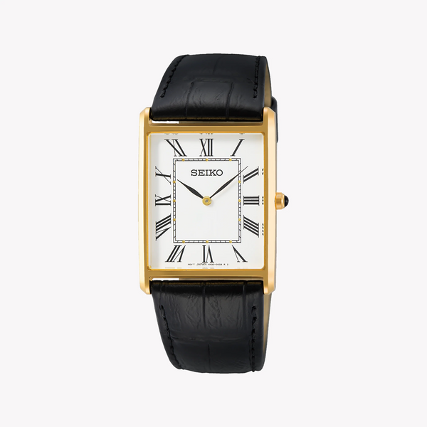 Seiko Men's Gold/Black Leather Watch | Swr052p1 by i-watch