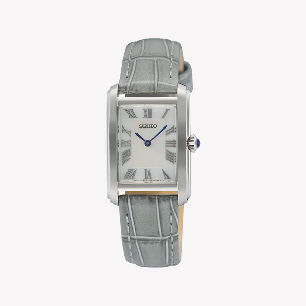 SEIKO Women's Stainless Steel/Leather, Silver/Grey | SWR099P1
