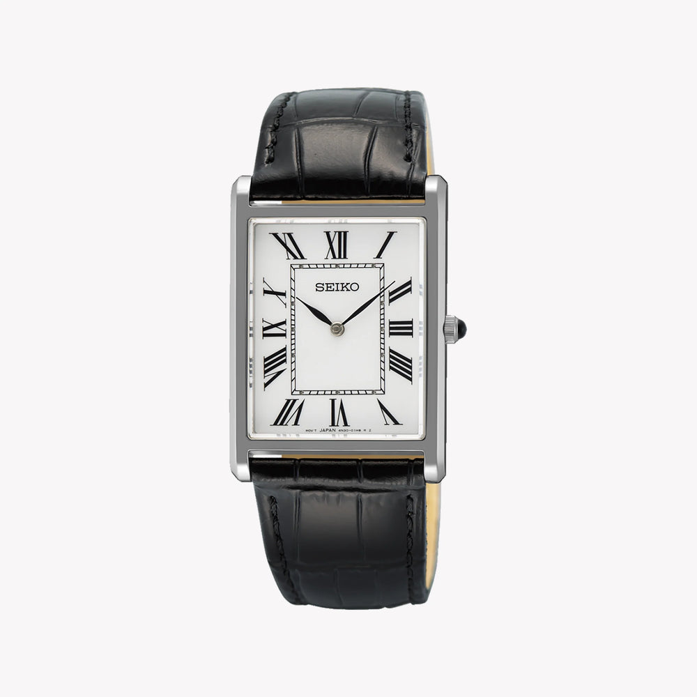 SEIKO Men's Stainless Steel & Leather Watch, Silver/Black | SWR103P1 by i-watch