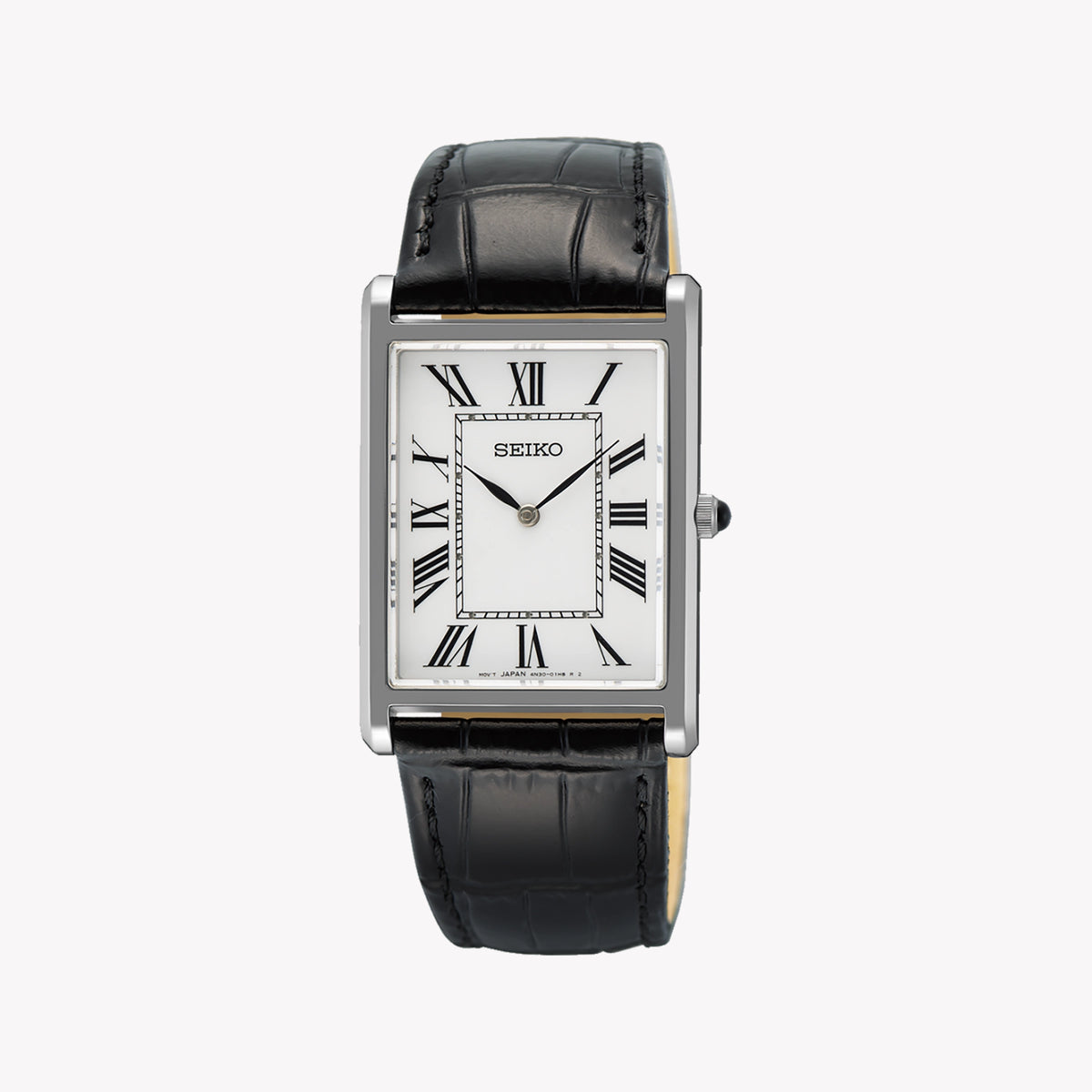 SEIKO Men's Stainless Steel & Leather Watch, Silver/Black | SWR103P1