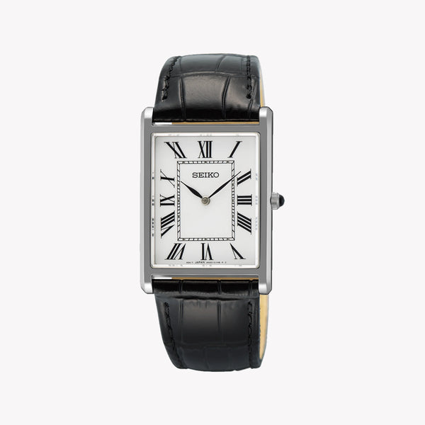 SEIKO Men's Stainless Steel & Leather Watch, Silver/Black | SWR103P1 by i-watch