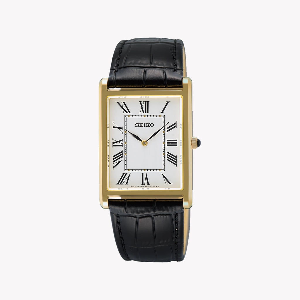 SEIKO Men's Gold Stainless Steel & Leather Watch | SWR104P1