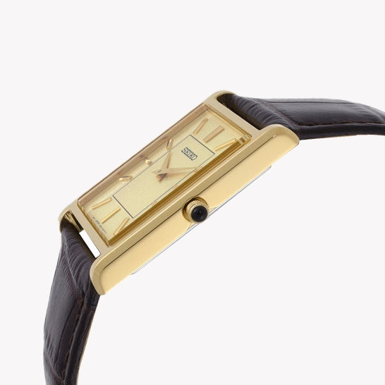 SEIKO Men's Gold Leather Watch, Stainless Steel | SWR106P1
