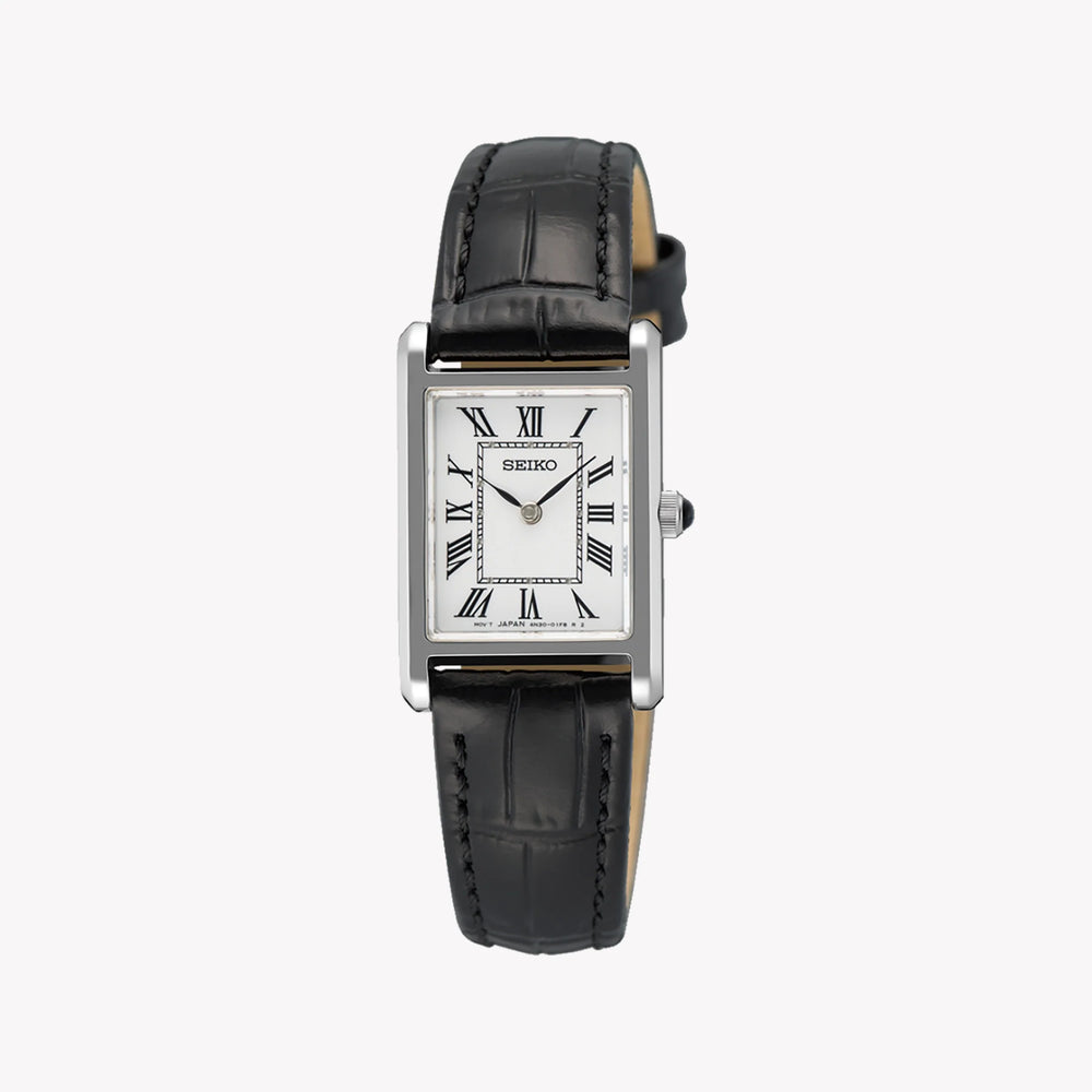 SEIKO Women's Silver Leather Watch, White Dial | SWR107P1 by i-watch