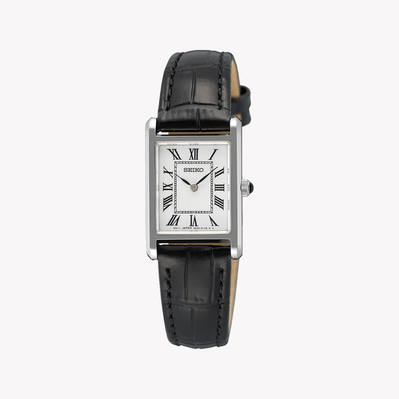 SEIKO Women's Silver Leather Watch, White Dial | SWR107P1 by i-watch