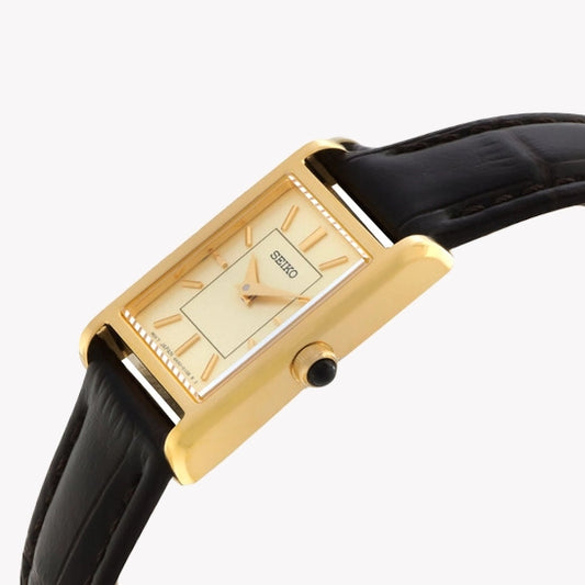 SEIKO Women's Gold Stainless Steel, Brown Leather | SWR110P1